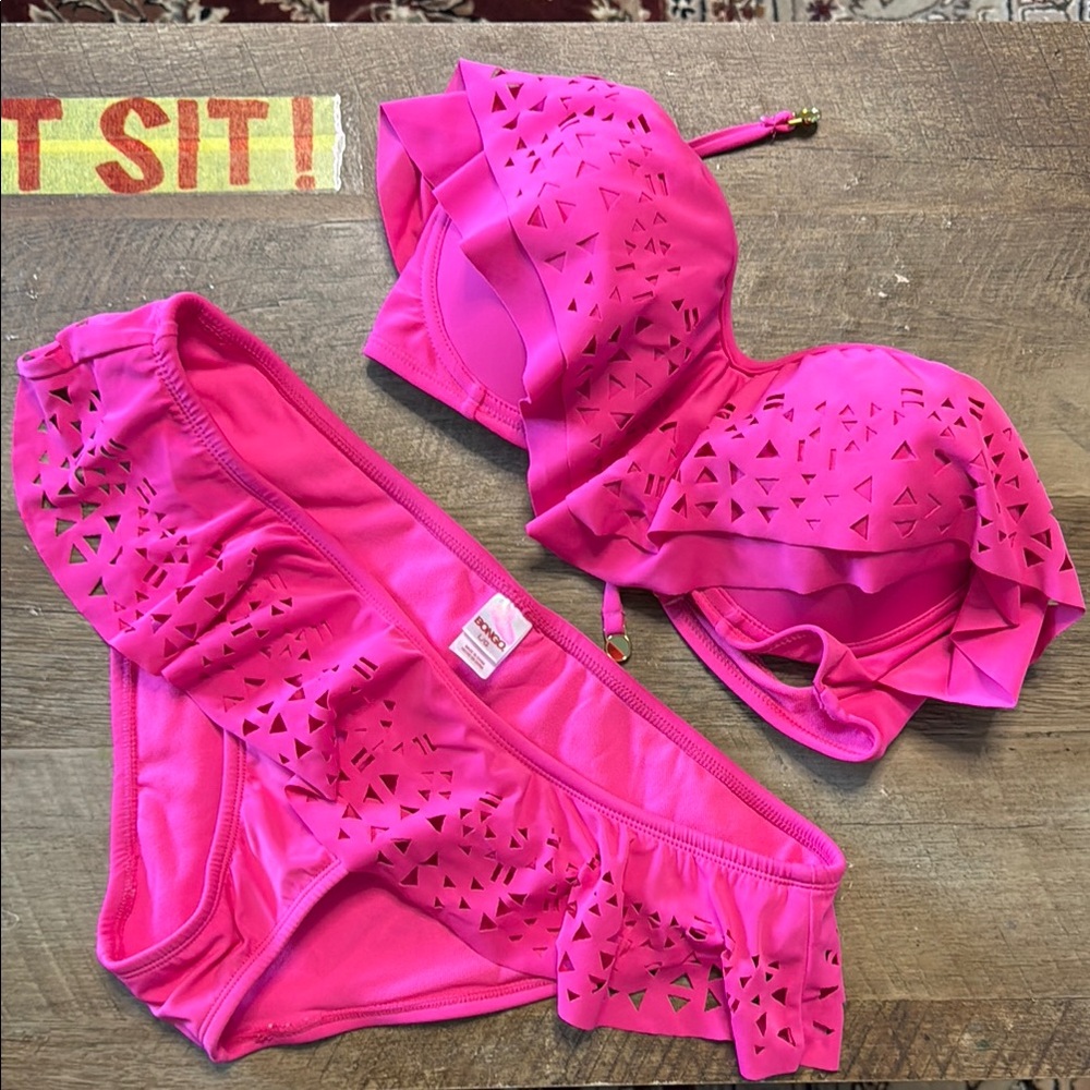 Pink Bikini Set with Cutout Design